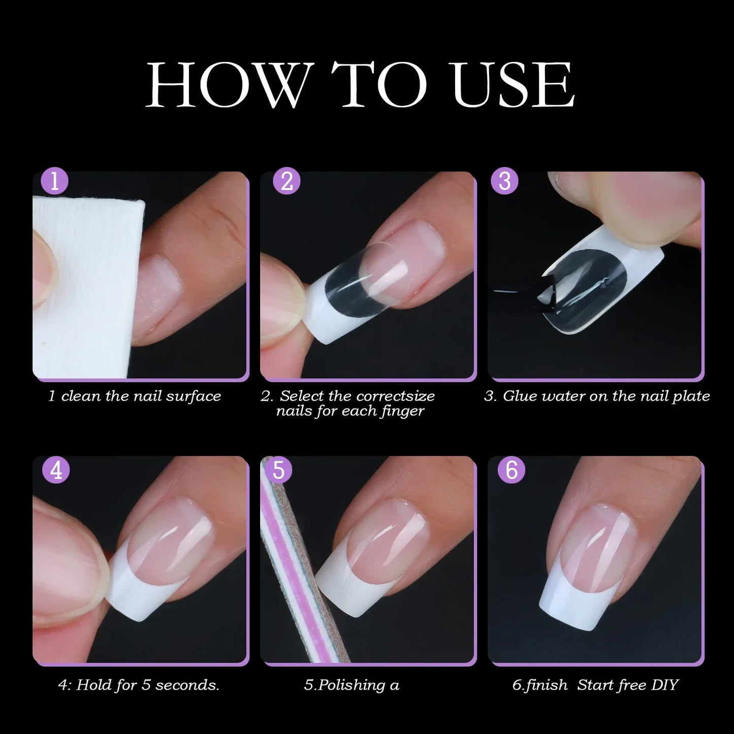 NailMuse β 120PCS Multicolor French Press-On Nails Set (Square & Almond Tips)