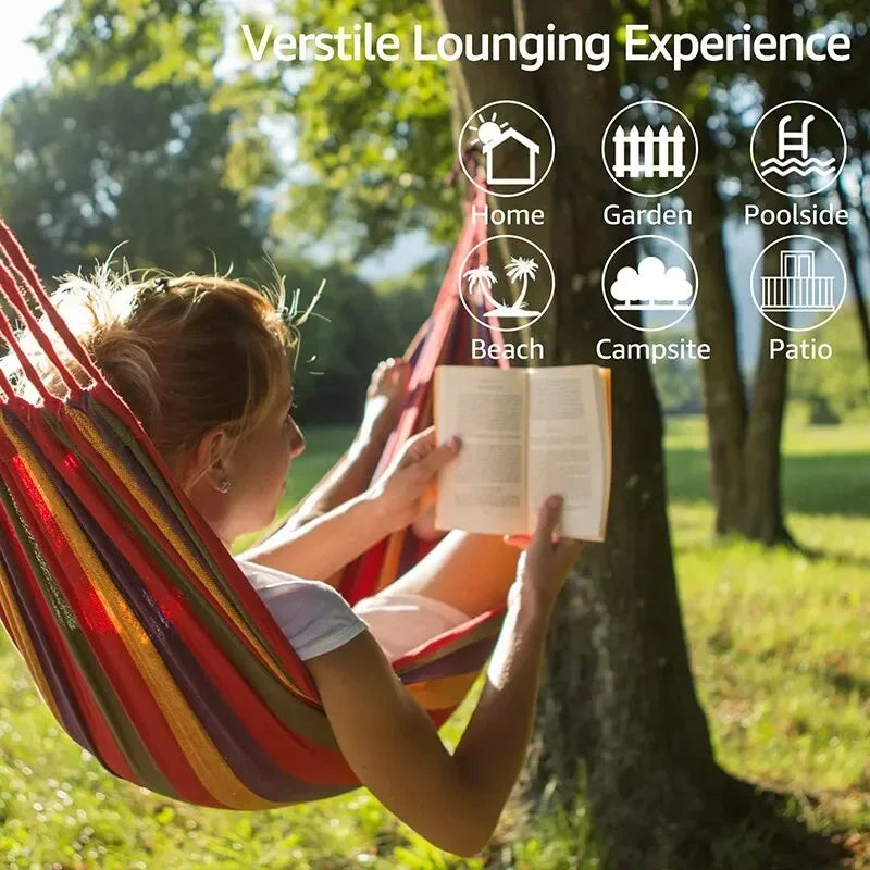 WESTTUNE Outdoor Canvas Hammock β 200kg Load Swing with Tree Ropes