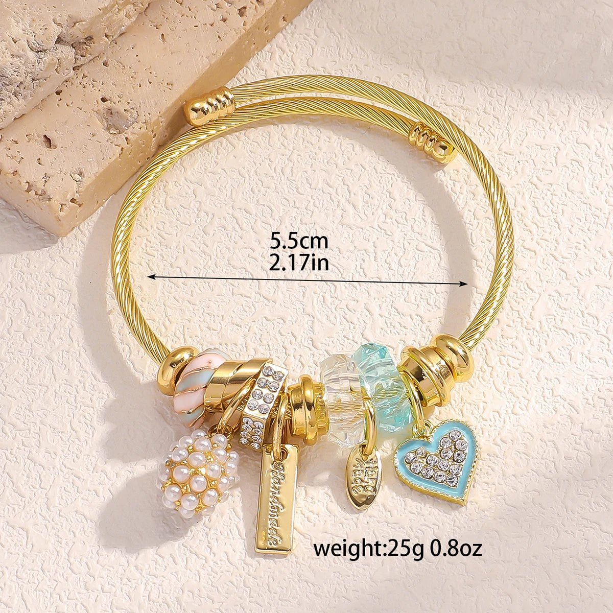 Fashion Stainless Steel Multi-Element Love Beaded Bracelet for Women