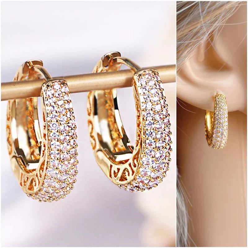 LumiHoops β Gold Hollow CZ Statement Hoop Earrings