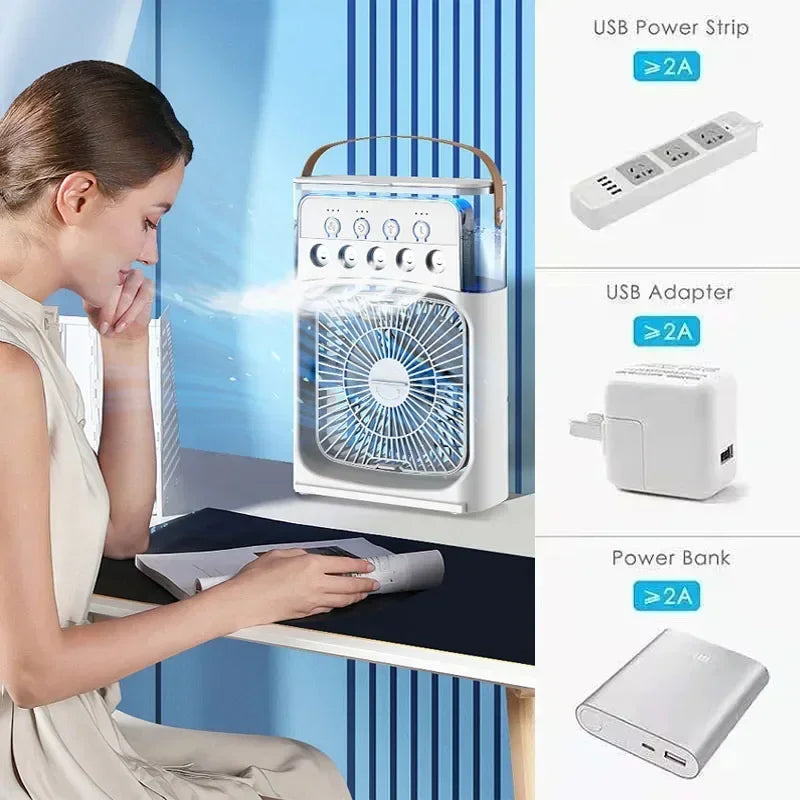 3-in-1 Portable Air Cooler Fan β Mini Air Conditioner, Humidifier & LED Night Light