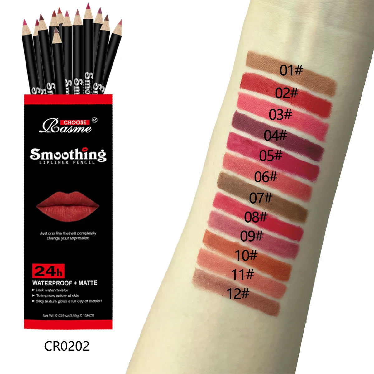 12-Piece Lip Liner & Matte Lipstick Pencil Set β Nude & Bold Colors