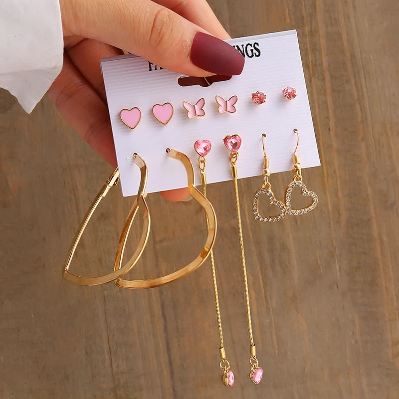 GeoPearl β Vintage Gold Geometric Pearl Earrings Set