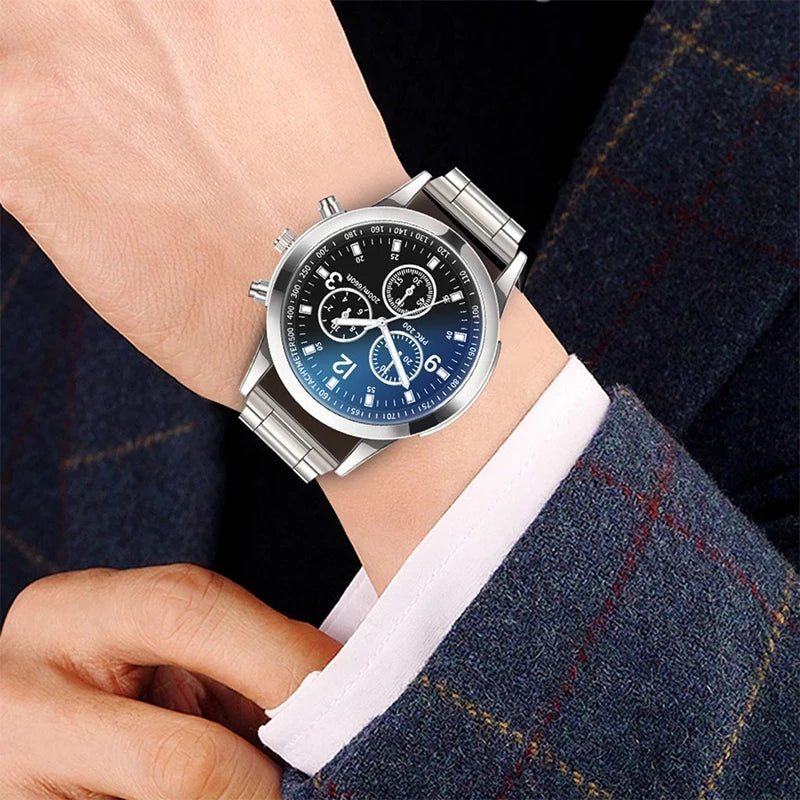 1/2PCS Men's Fashion Quartz Watch with Steel Band & Bracelet – Business Style
