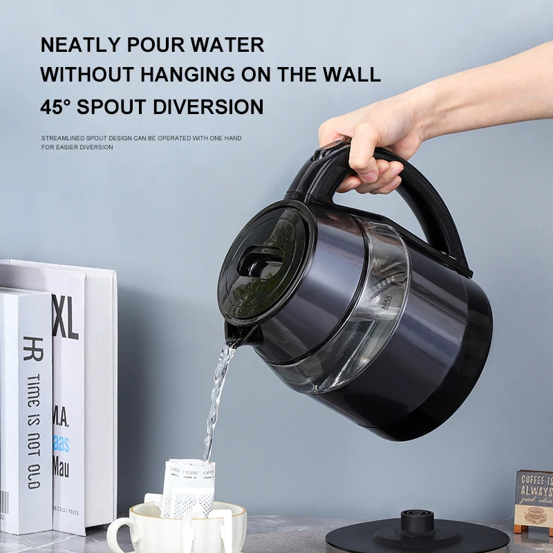 GELAIBO Double-Layer Electric Kettle β High Borosilicate Glass, Color Steel, Anti-Dry Protection