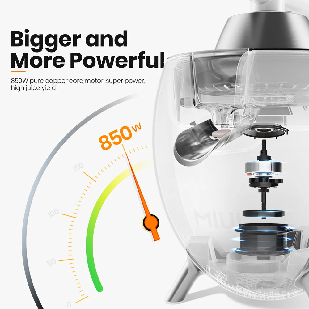 MIUI 850W Citrus Juicer β Stainless Steel Electric Orange & Lemon Press with Die-Cast Handle