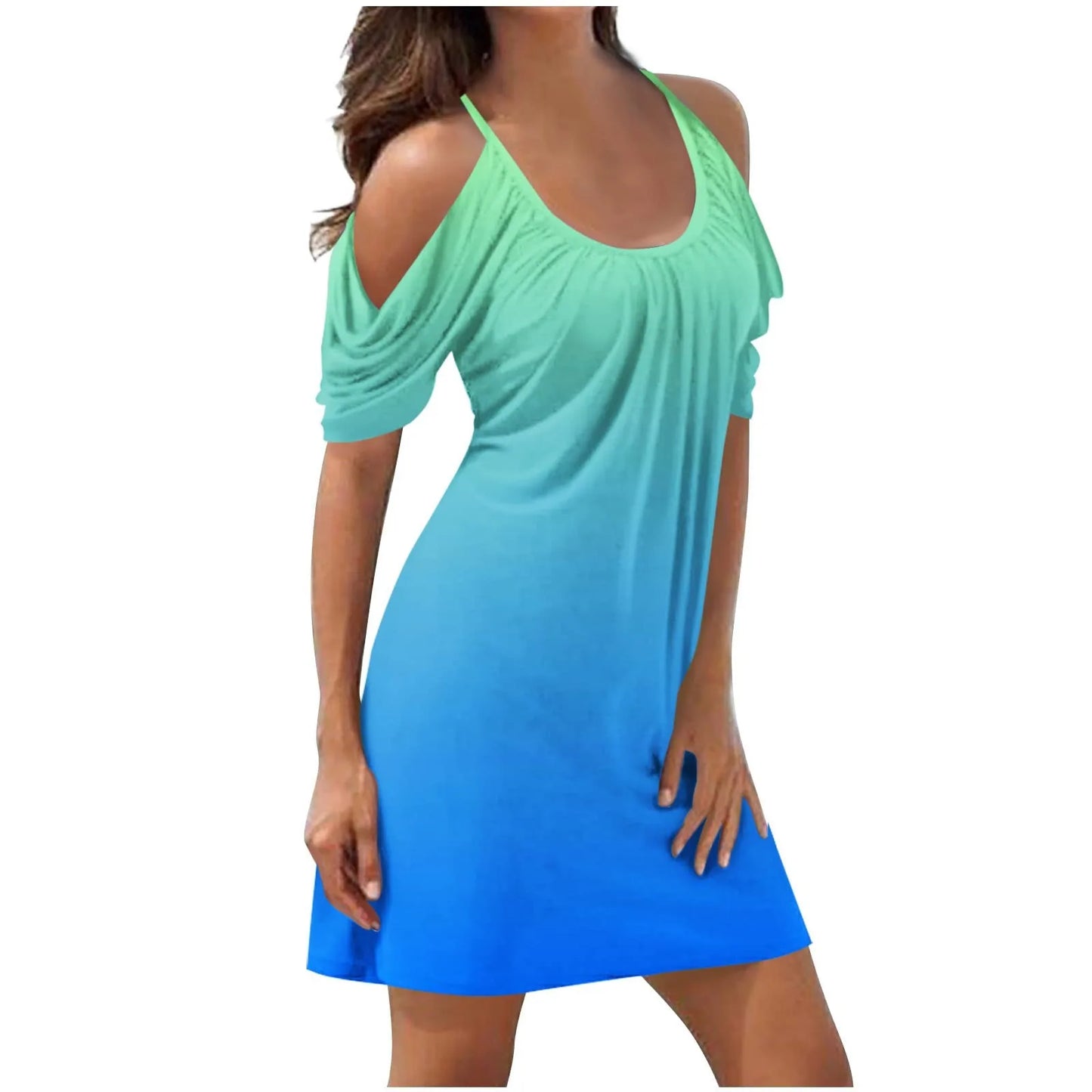 Cold Shoulder V-Neck Shirt Dress β Casual Summer Sundress for Women