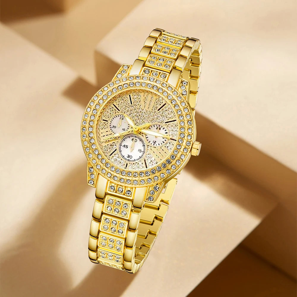 GlamTime β Women's Gold Watch & Jewelry Gift Set