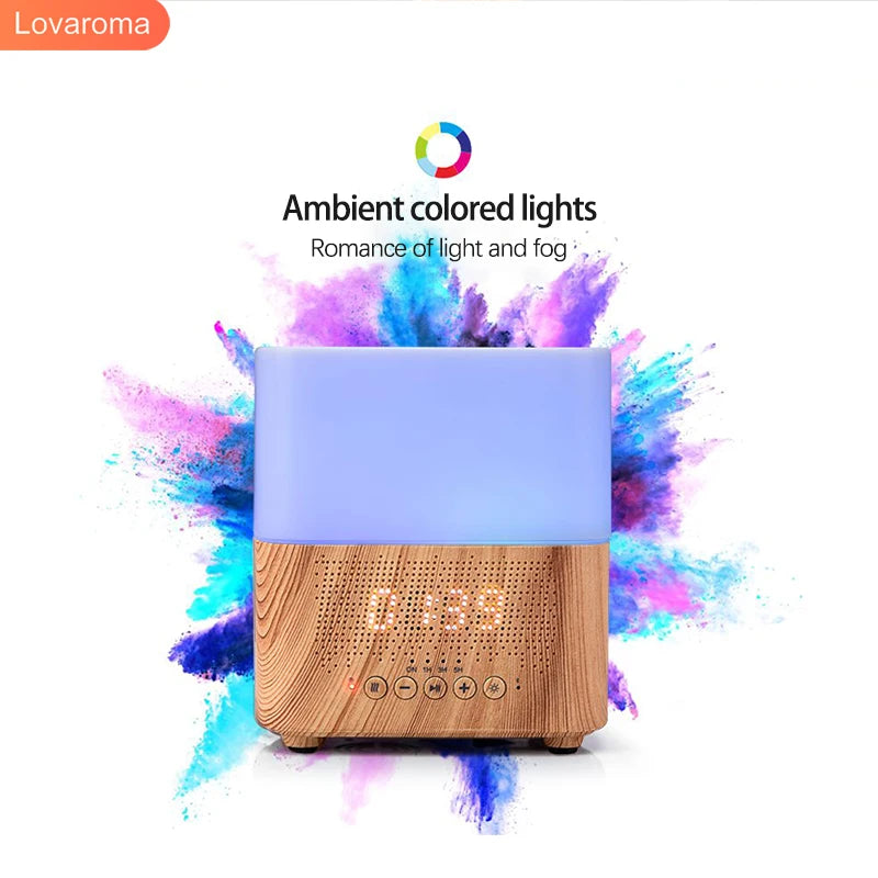 Lovaroma CJ-501 Ultrasonic Aroma Diffuser β Bluetooth Speaker, Humidifier & Alarm Clock with 7-Color Light