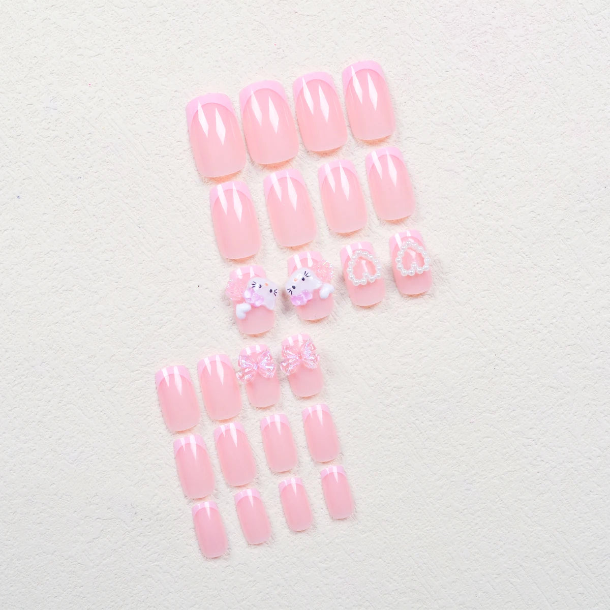 KittyBloom β 24PCS Cute French Pink Press-On Nail Set