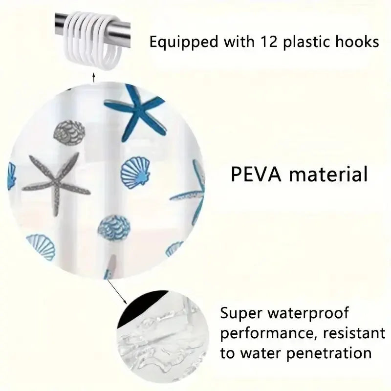 Shower Curtain β Waterproof PEVA with Printed Pattern (1pc)