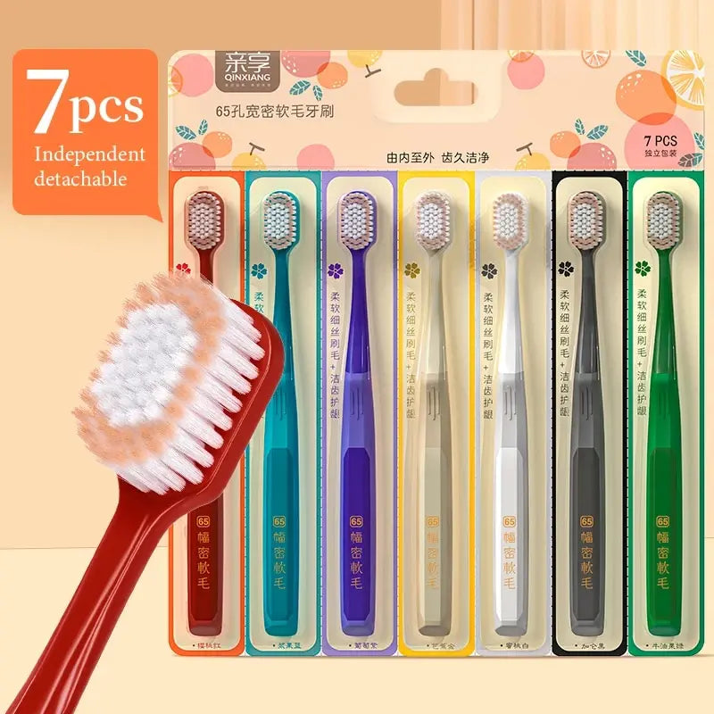 Toothbrush Set β 7pcs Soft Bristle Manual Toothbrushes (Detachable Head)