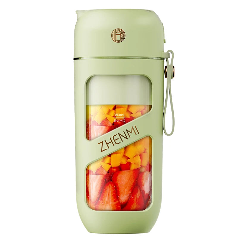 Portable Vacuum Juicer β 12-Blade, 380ml Anti-Leak Juice Cup with Straw-Friendly Lid