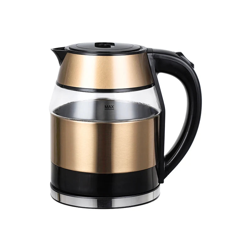 GELAIBO Double-Layer Electric Kettle β High Borosilicate Glass, Color Steel, Anti-Dry Protection