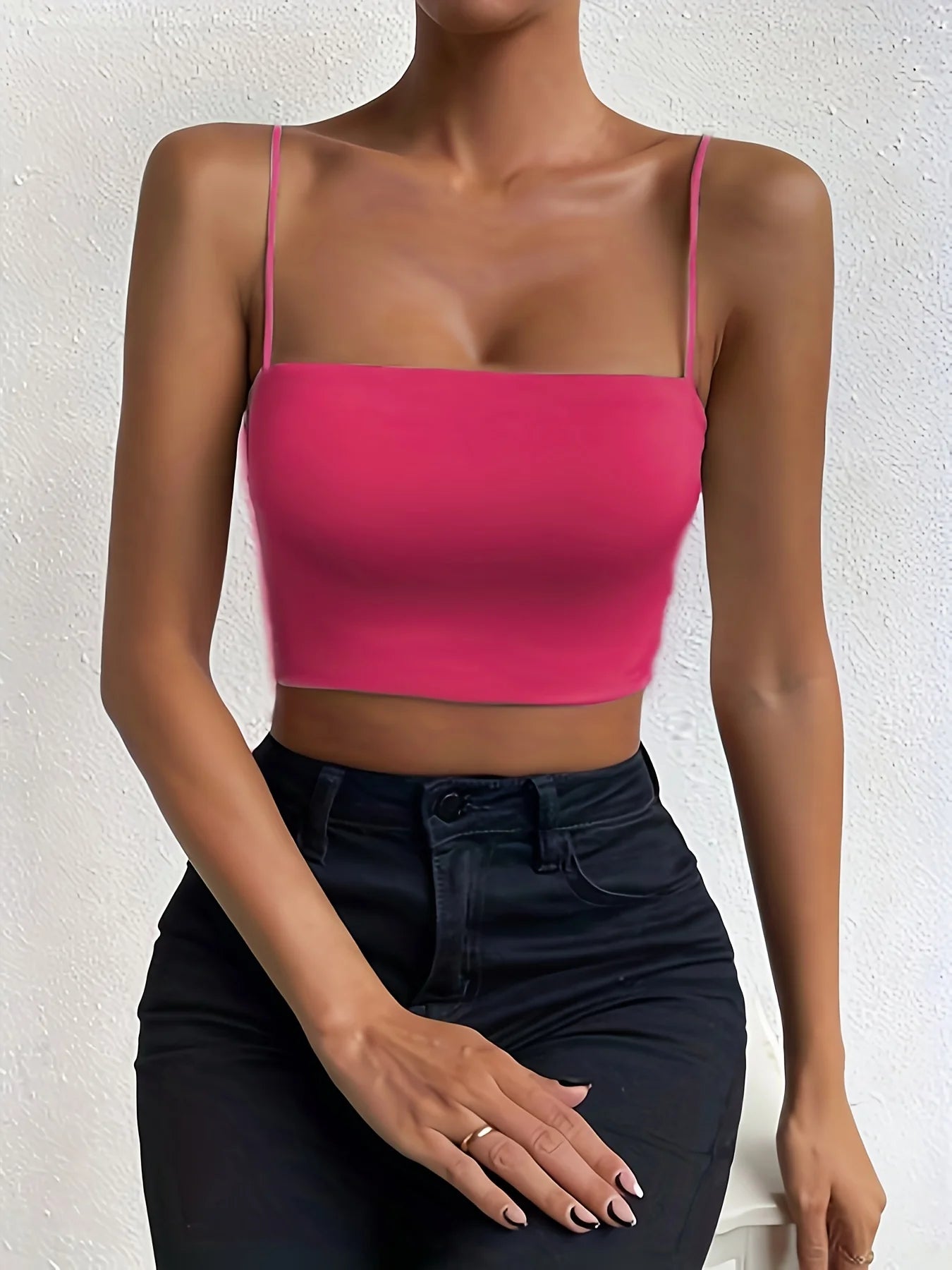 BareMuse – Solid Spaghetti Strap Cami Crop