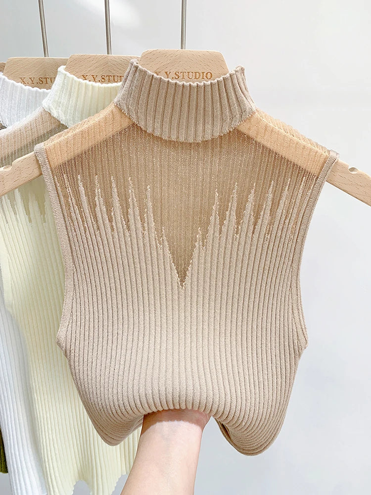 MeshMuse – Women's Y2K Cut-Out Knitted Tank Top