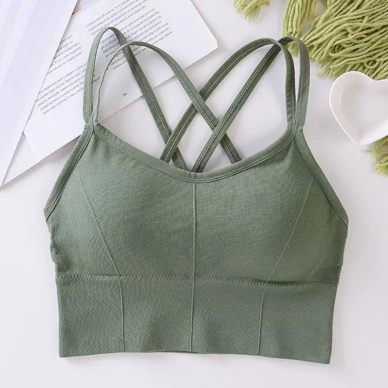 StrapFit β Women's Cross-Back Push-Up Sports Bra