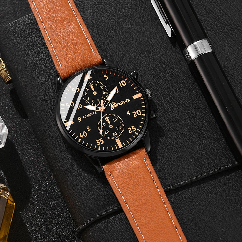 Hip Hop Men’s Luxury Watch & Bracelet Set – Sporty Street Style Wristwatch