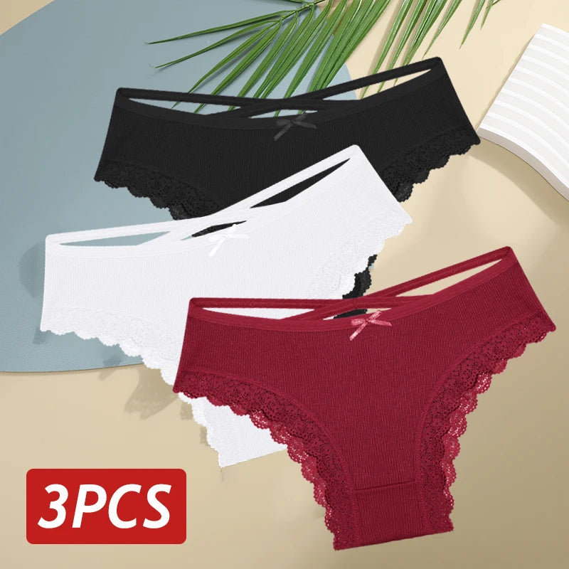 LaceBliss β 3PCS Women's Cotton Brazilian Panties Set