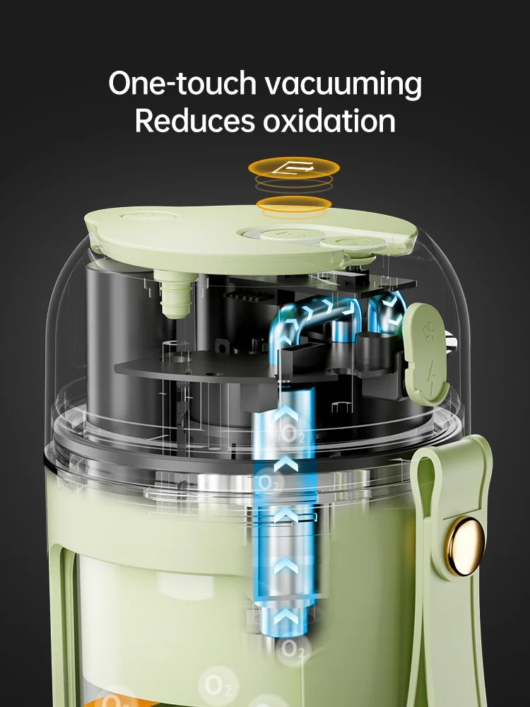 Portable Vacuum Juicer β 12-Blade, 380ml Anti-Leak Juice Cup with Straw-Friendly Lid