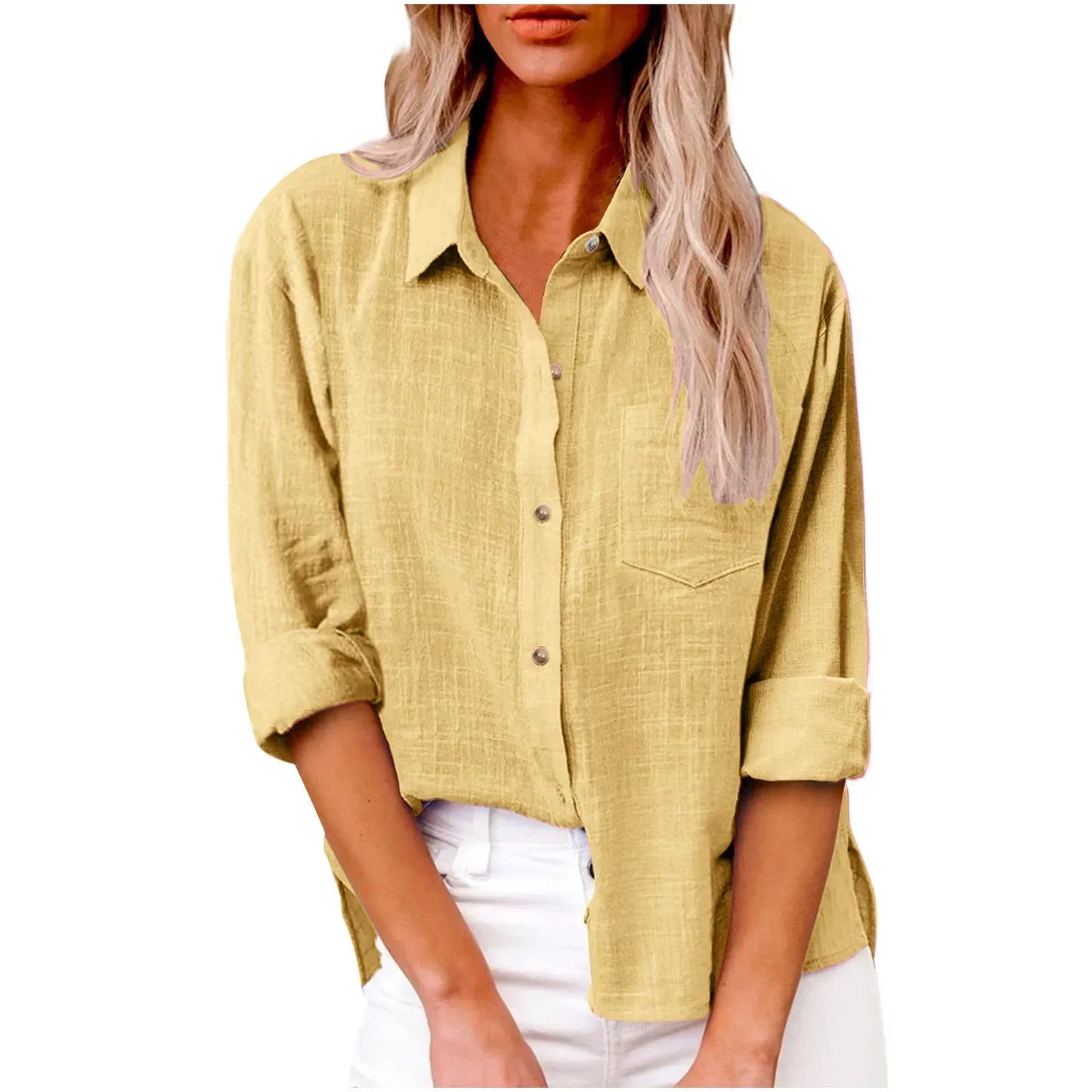 LinoChic β Cotton Linen Long Sleeve Shirt for Women