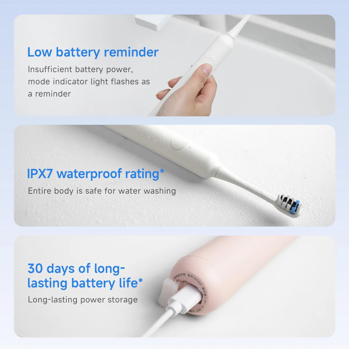 DOCOLAB Sonic Electric Toothbrush β 3-Mode USB Rechargeable & IPX7 Waterproof