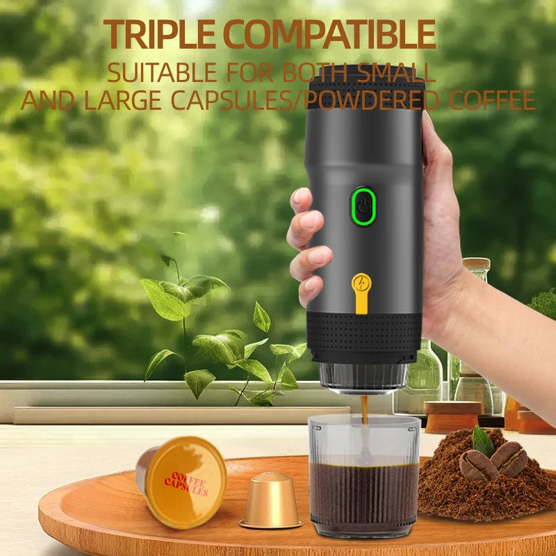 Portable Automatic Espresso Machine β For Large/Small Capsules & Ground Coffee