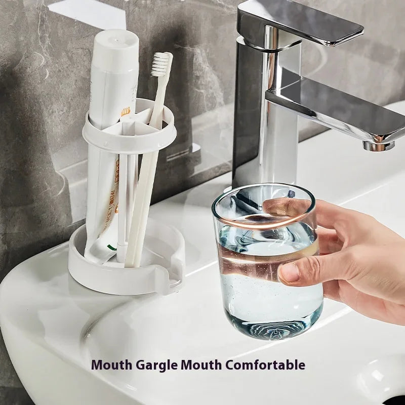 Toothbrush Holder With Dust Cover Drainage Design Plastic Multifunctional Bathroom Organizer For Cups Home Essentials