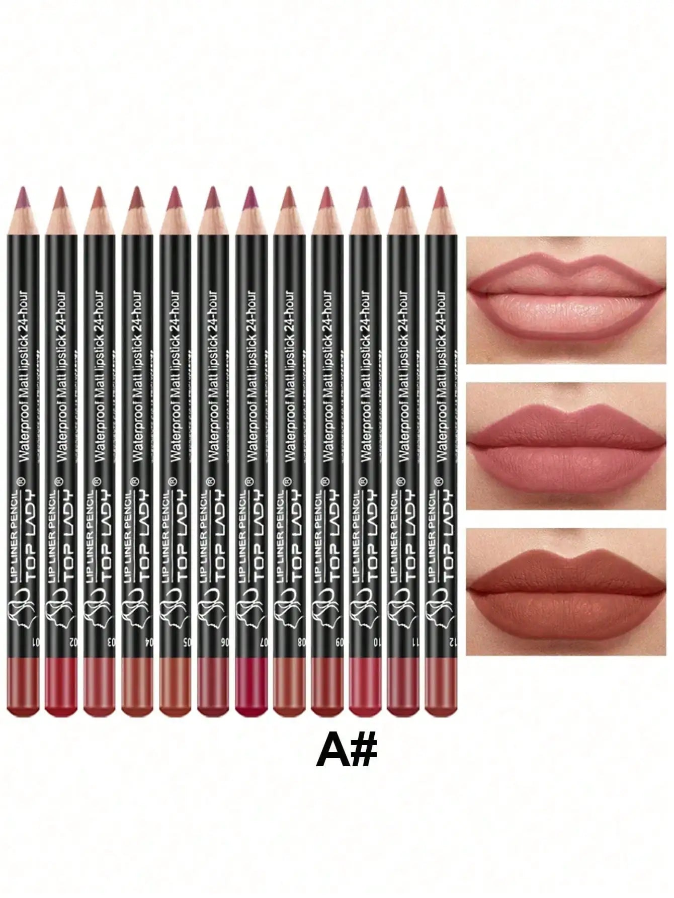 12-Piece Lip Liner & Matte Lipstick Pencil Set β Nude & Bold Colors
