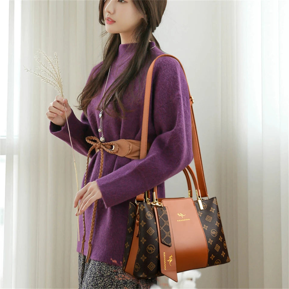 SoftLuxe β Printed Leather Large-Capacity Shoulder Bag