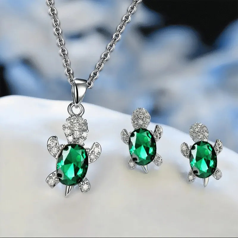 TurtleGlam β 3PCS Silver-Plated Multicolor Jewelry Set