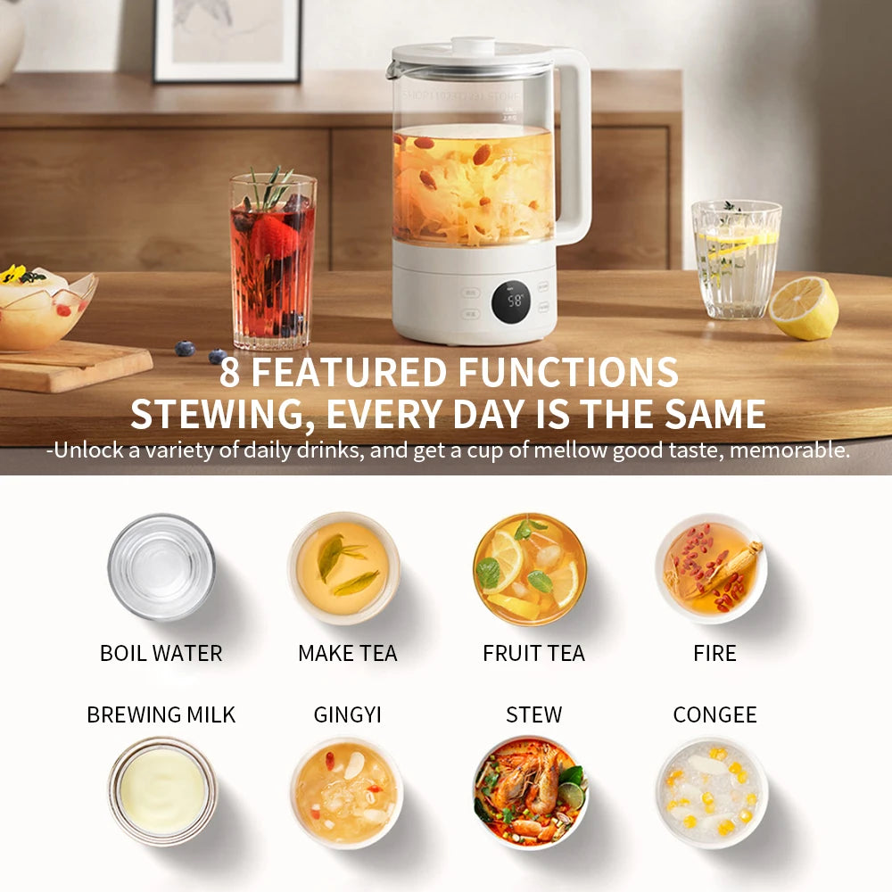 Xiaomi Mijia Health Kettle S1 β 1.5L Multifunctional Glass Kettle with 316L Steel Plate, 1000W