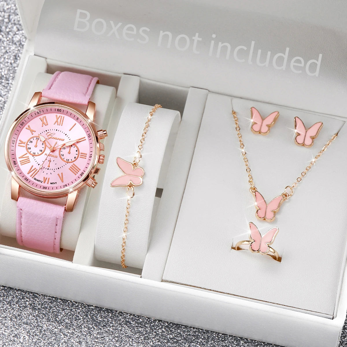 LoveTime β 5/6PCS Women's Leather Watch & Jewelry Set