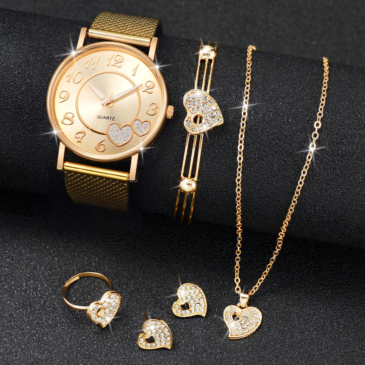 HeartTime – 3/6PCS Women’s Golden Watch & Butterfly Jewelry Set