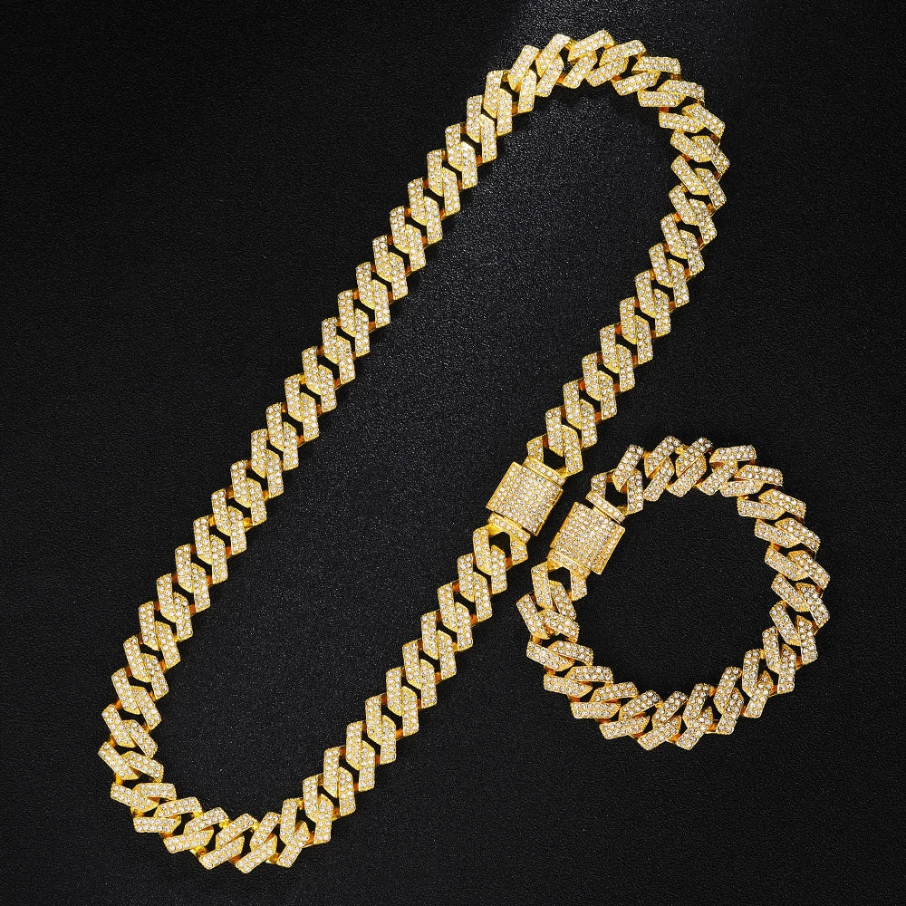BlingCuban Set β Gold Cuban Chain Watch & Bracelet for Men