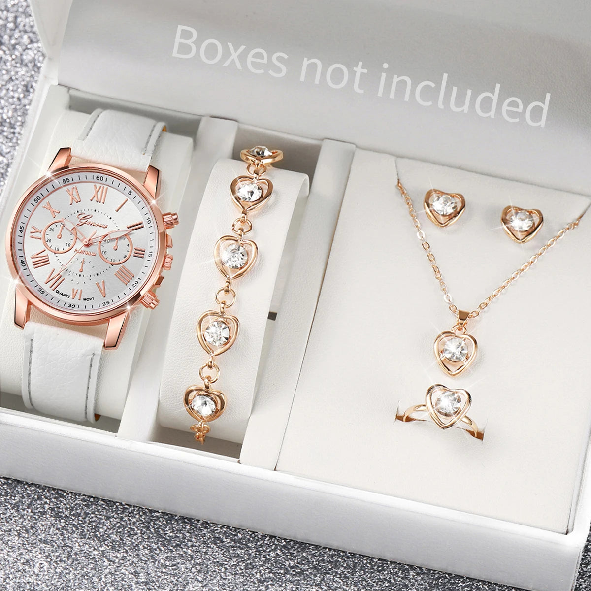 LoveTime β 5/6PCS Women's Leather Watch & Jewelry Set