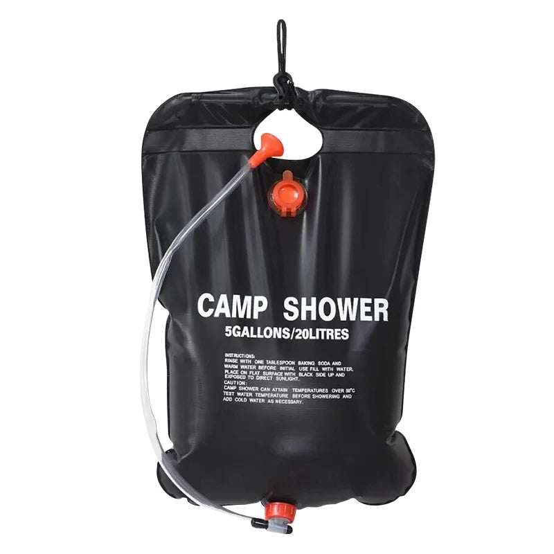 Solar Heated Outdoor Shower Bag β Foldable 20L/40L Camping Water Bag with Hose & Nozzle