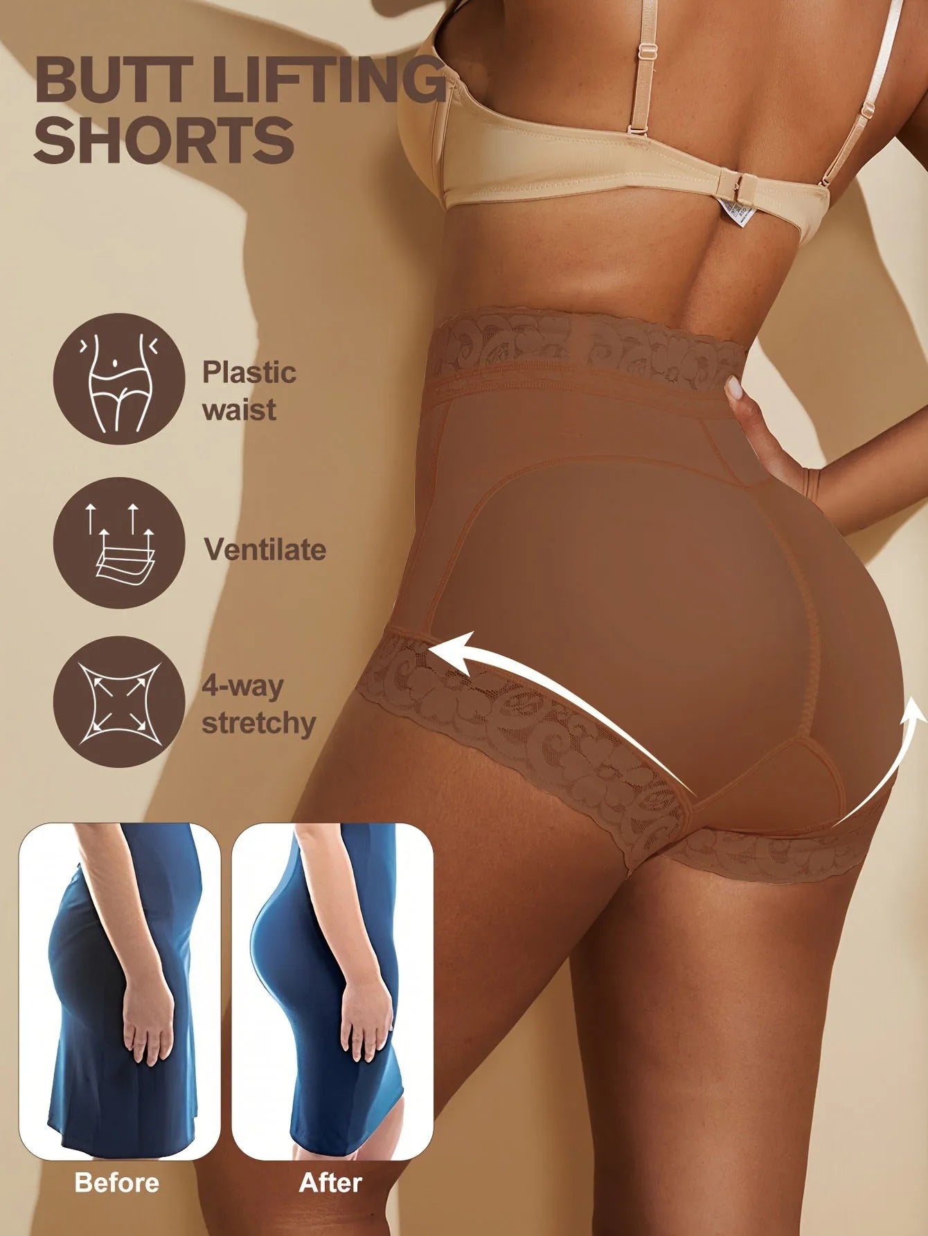 FeelinGirl Sculpting Lace Trim Panties β Breathable Butt Lifting Shapewear