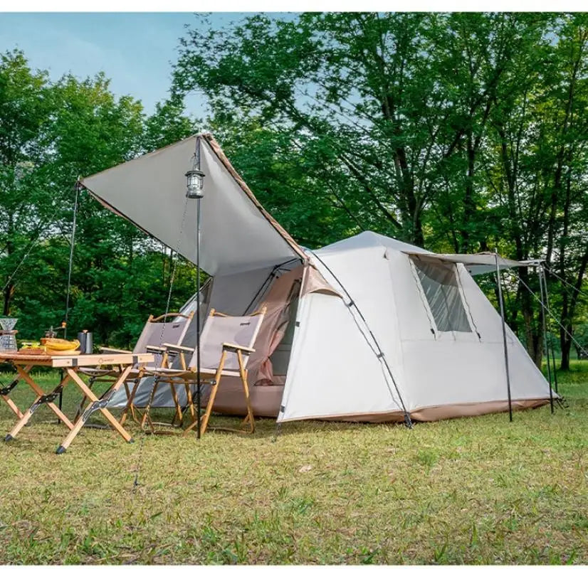 Essential For Family Travel Outdoor Camping 3-5 Double-layer Waterproof Anti-UV Shade Beach Camping Two Doors Two Windows Tent