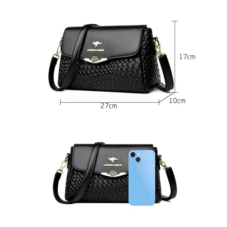LuxKnit β Designer PU Leather Knitted Crossbody Bag