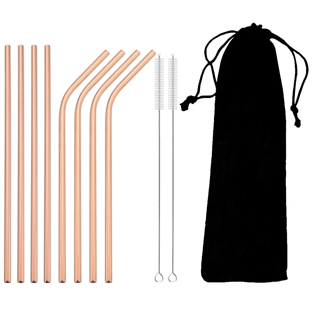 Metal Straws β Reusable 304 Stainless Steel Set with Brush