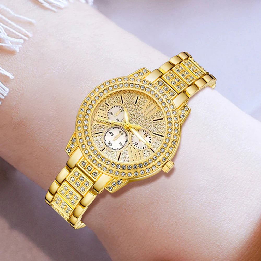 GlamTime β Women's Gold Watch & Jewelry Gift Set