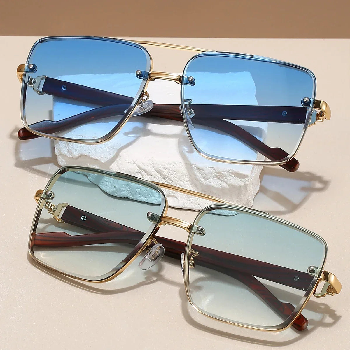 KAMMPT RetroPilot – Women’s Double Bridge Metal Sunglasses