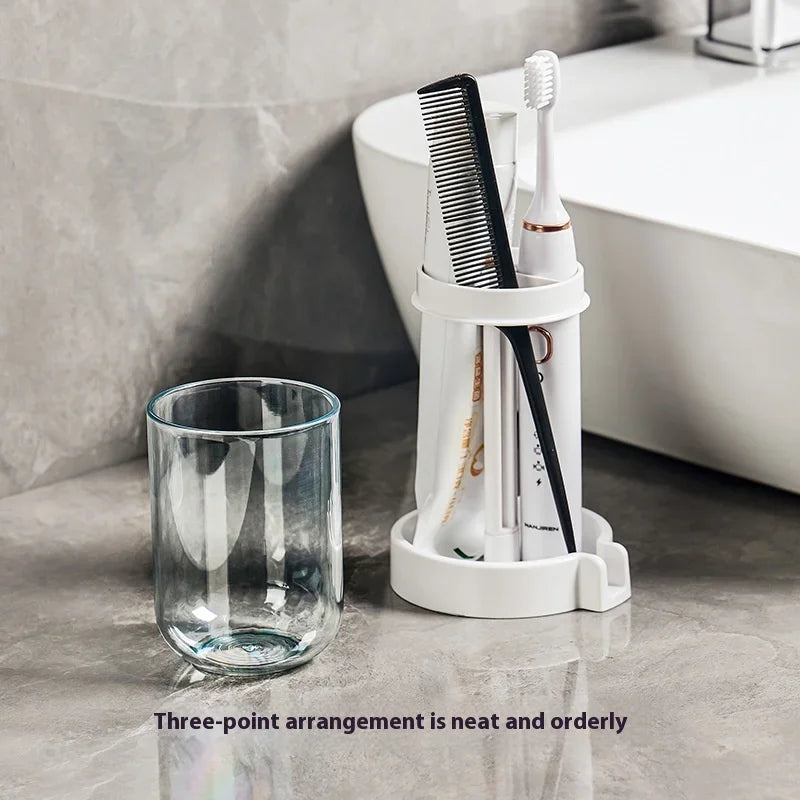 Toothbrush Holder With Dust Cover Drainage Design Plastic Multifunctional Bathroom Organizer For Cups Home Essentials