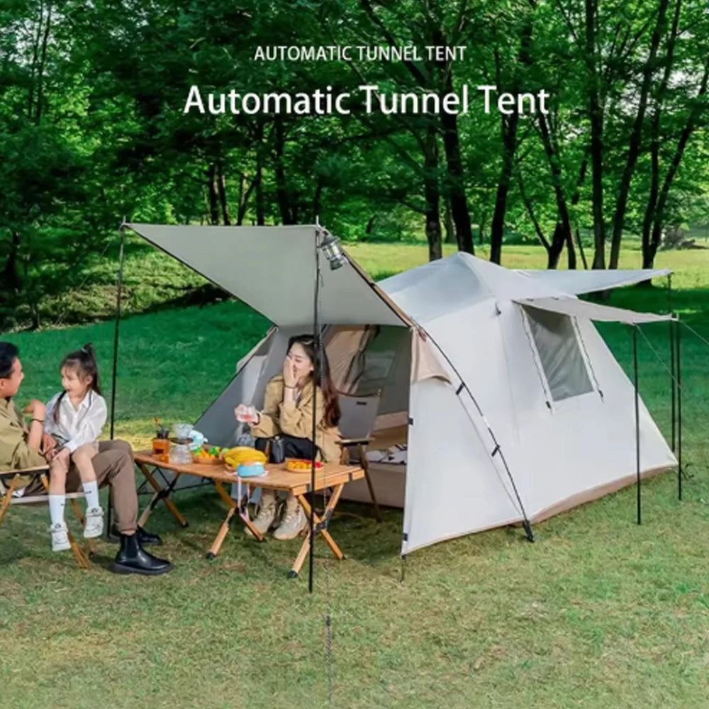 Essential For Family Travel Outdoor Camping 3-5 Double-layer Waterproof Anti-UV Shade Beach Camping Two Doors Two Windows Tent