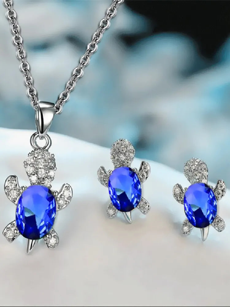 TurtleGlam β 3PCS Silver-Plated Multicolor Jewelry Set