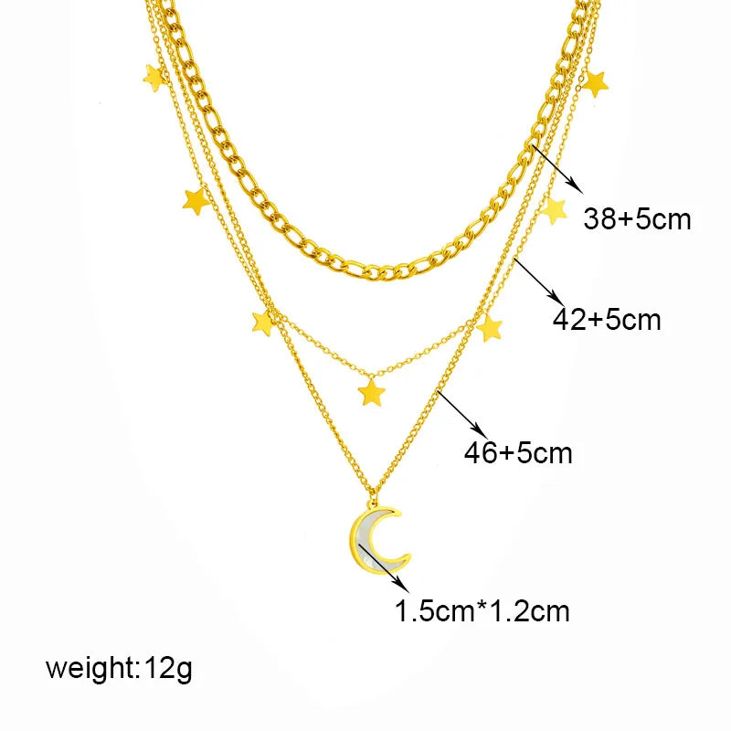 DIEYURO 316L Stainless Steel Butterfly & Moon Pendant Necklace β Blue Eyes Multilayer Choker