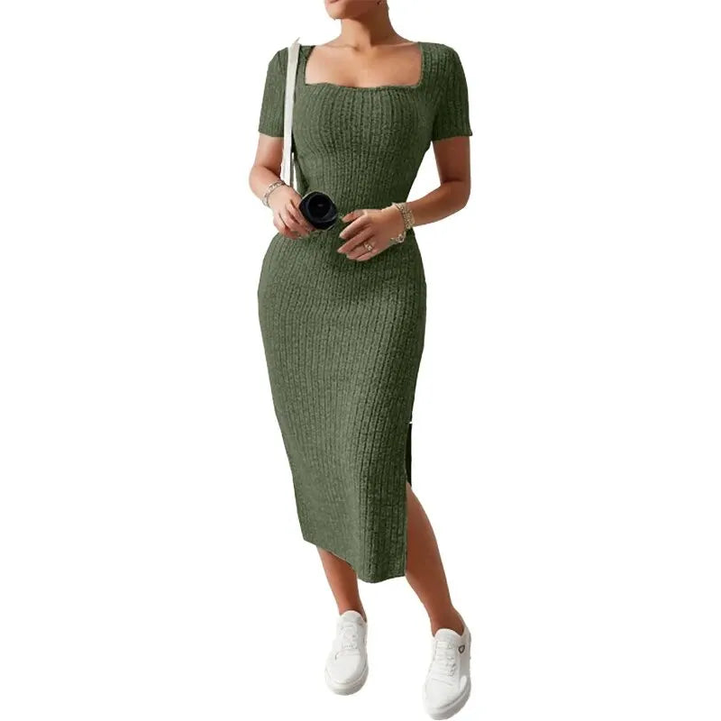 CurveKnit β Women's Summer Slit Bodycon Knit Dress