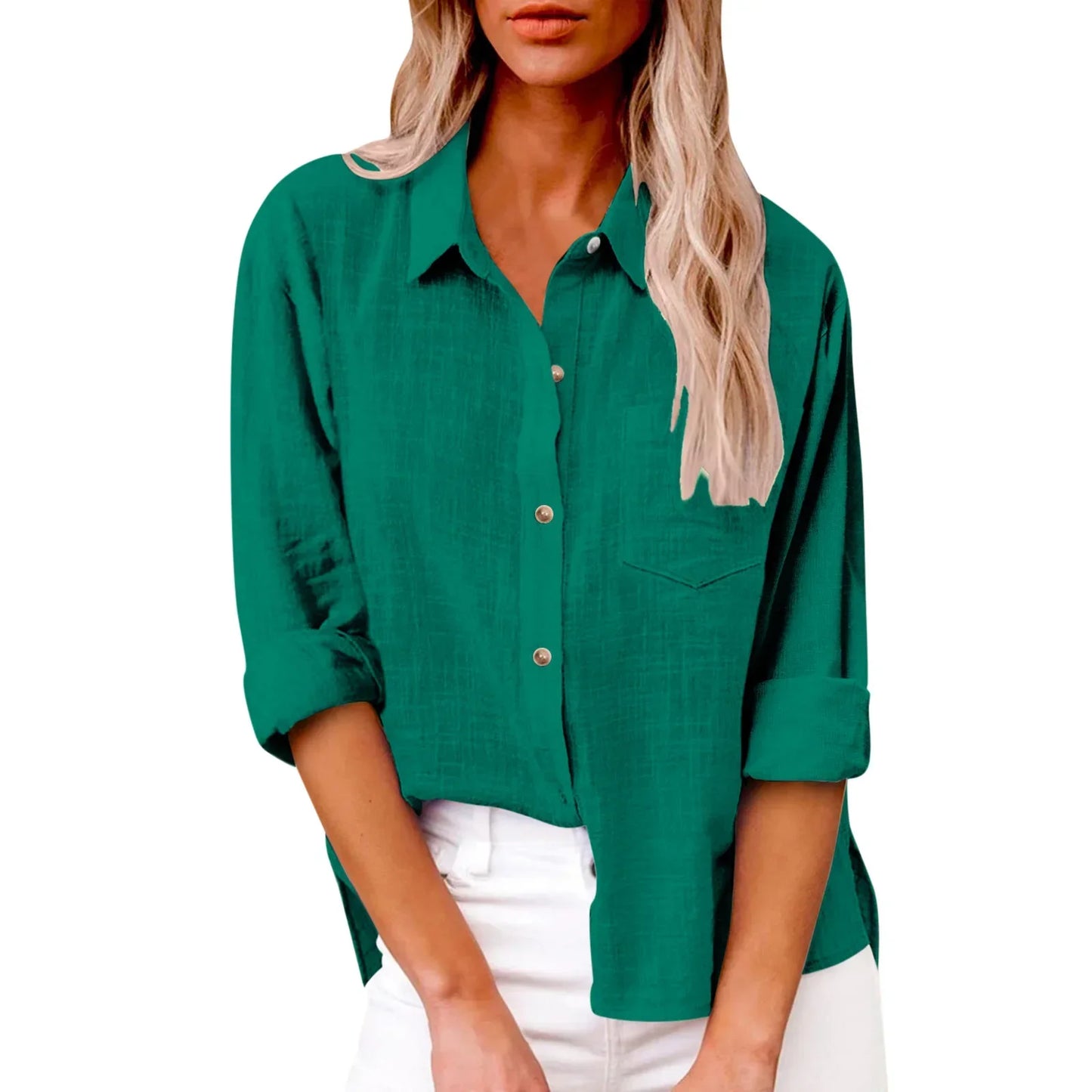 LinoChic β Cotton Linen Long Sleeve Shirt for Women