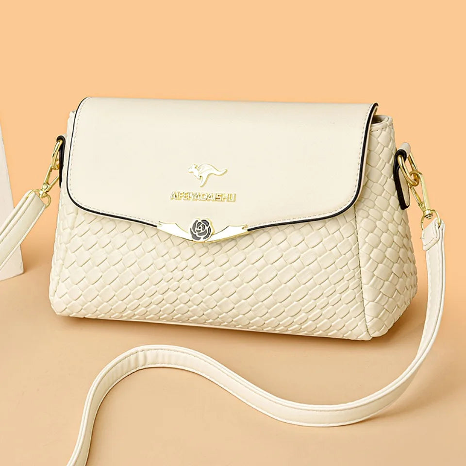 LuxKnit β Designer PU Leather Knitted Crossbody Bag